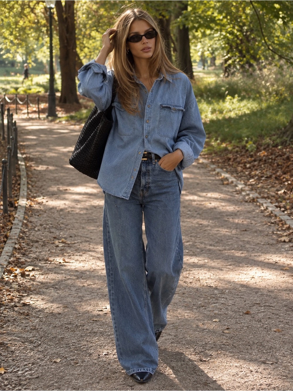 Vintage Chaps Ralph Lauren XL Denim Shirt 90s Oversized Workwear Chambray Preppy